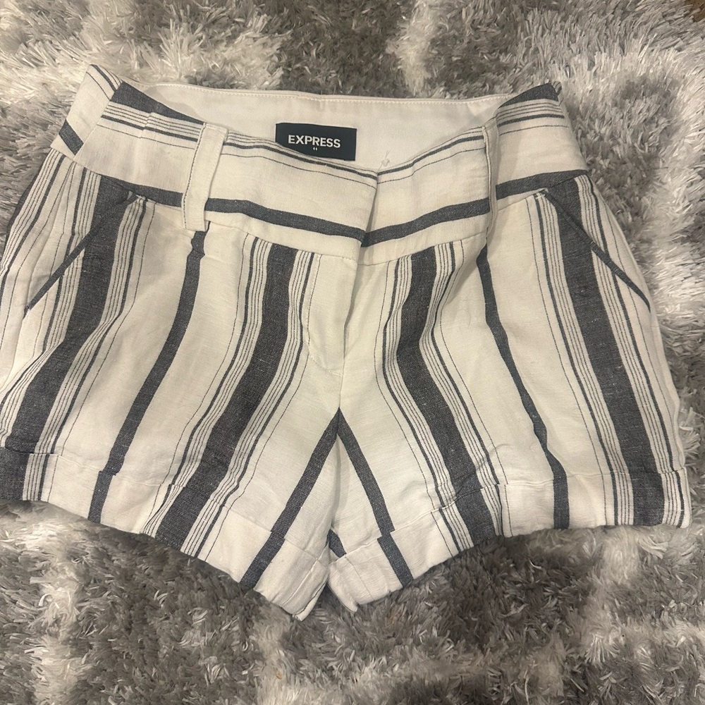Express Women's Striped Gray Shorts